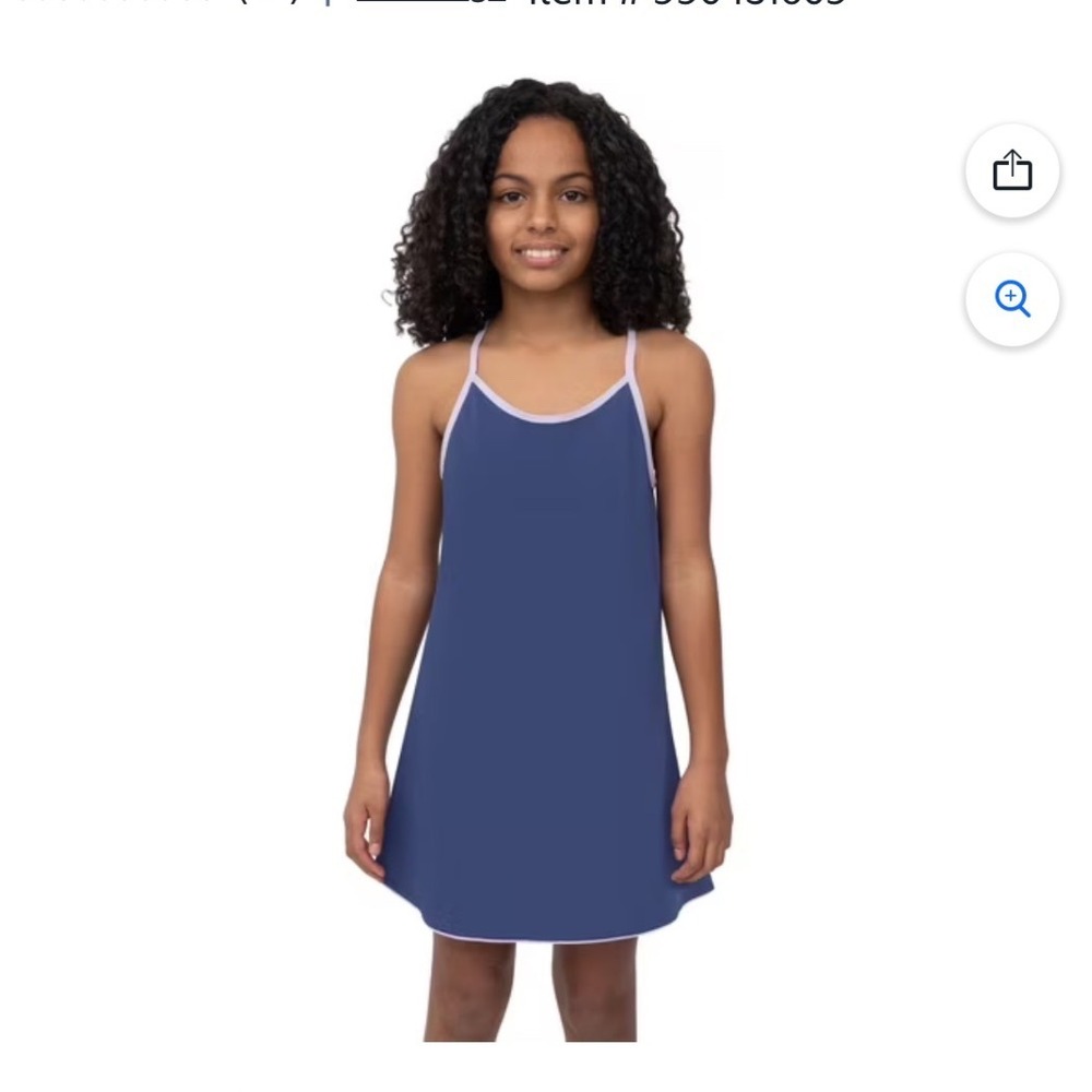Outdoor Voices Kids Exercise Dress Navy Blue Lavender Size Medium 7/8 Activewear